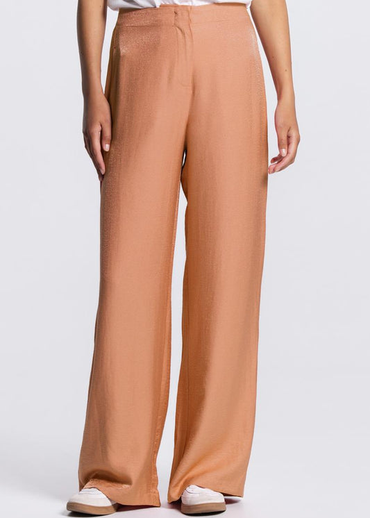 Jansen Amsterdam Pam wide leg pantalon in Donker Perzik