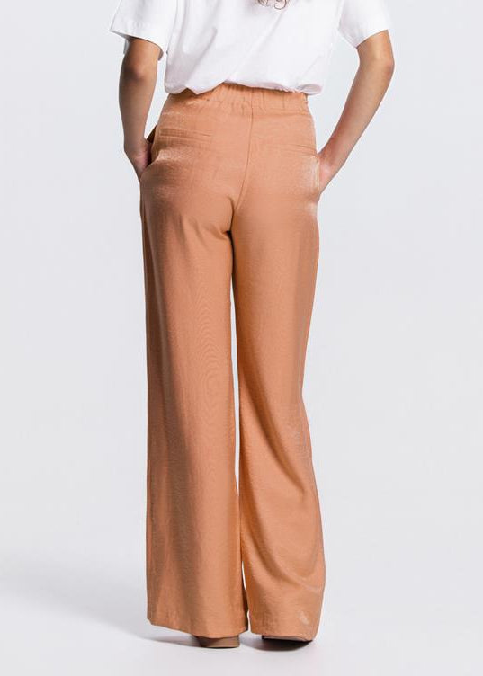 Jansen Amsterdam Pam wide leg pantalon in Donker Perzik