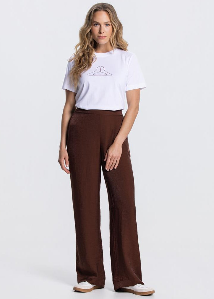 Jansen Amsterdam Pippa wide leg pantalon in bruin