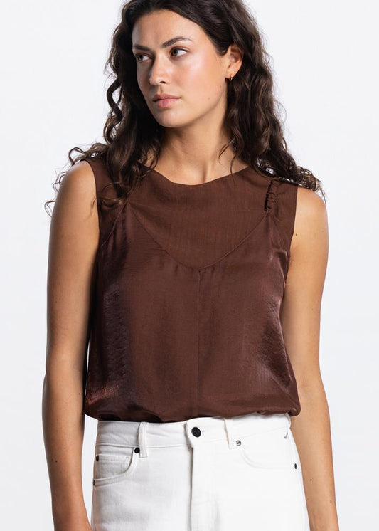 Jansen Amsterdam Possy mouwloze top in Bruin