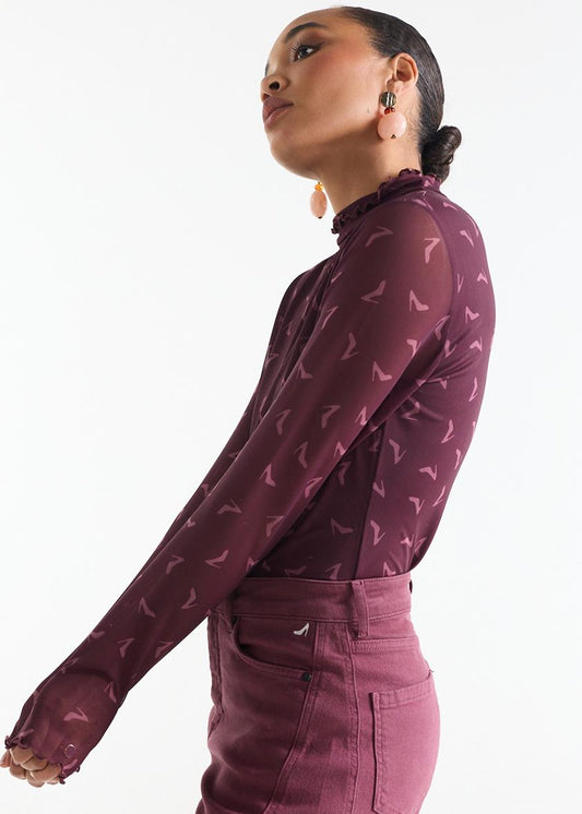 Jansen Amsterdam Wijnrode mesh top Jola