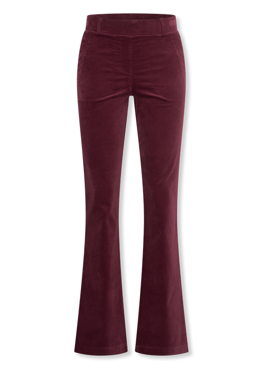 Helena Hart 7559 - BROEK FLAIR VELVET - WINE