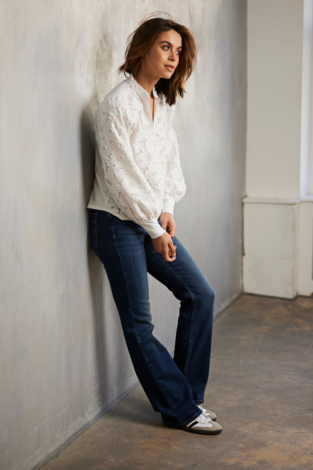 Helena Hart Broek flair Denim vintage blue