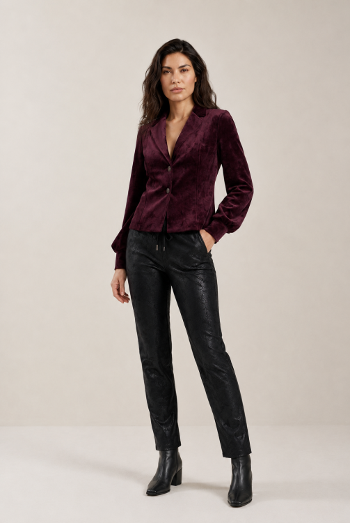 Helena Hart blazer Lora Velour Burgundy