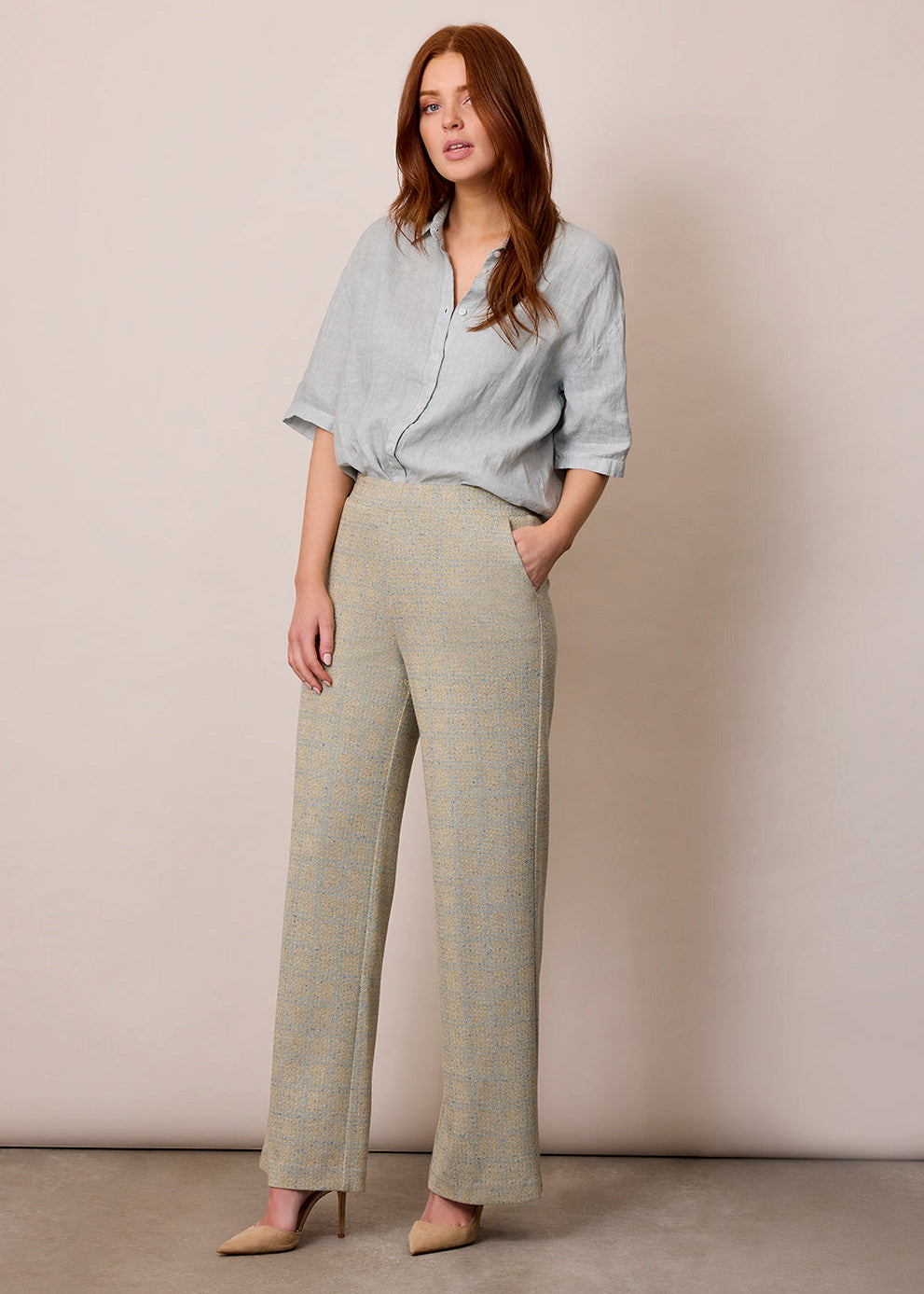 Corel Amsterdam Lilly Jaquard lurex pants citadel blue