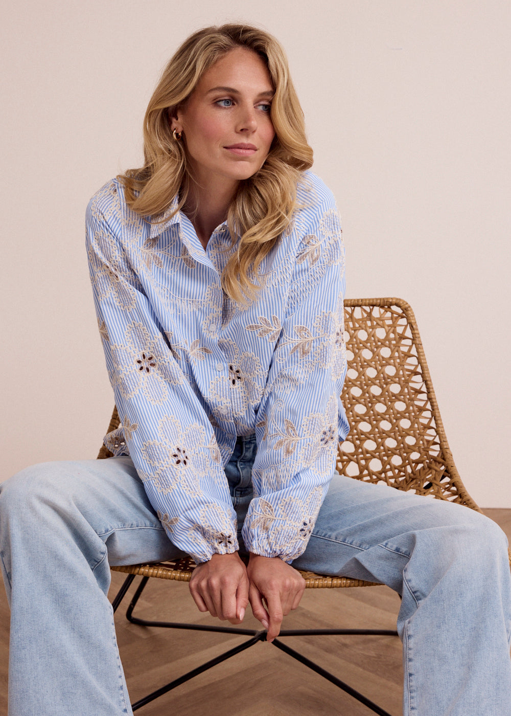 Tramontana Flower Embroidery Blouse