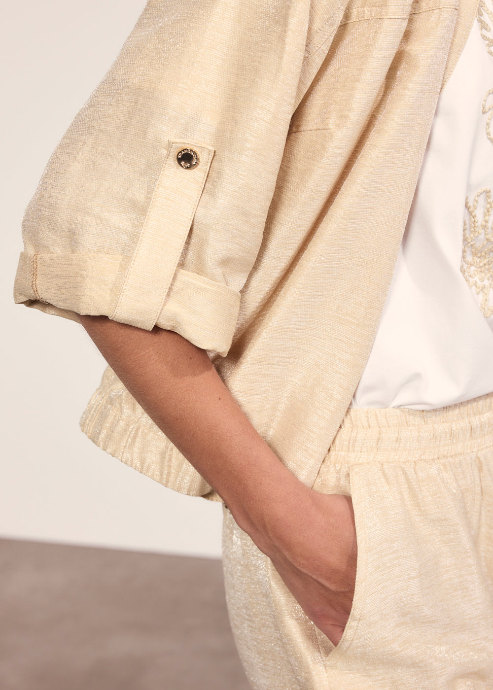 Tramontana Shimmer Roll-Up Sleeve Jacket pebble