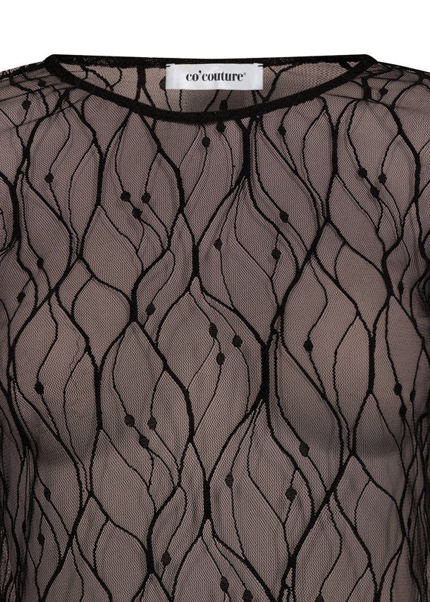 Co'Couture MercyCC Mesh O-Blouse Dark brown