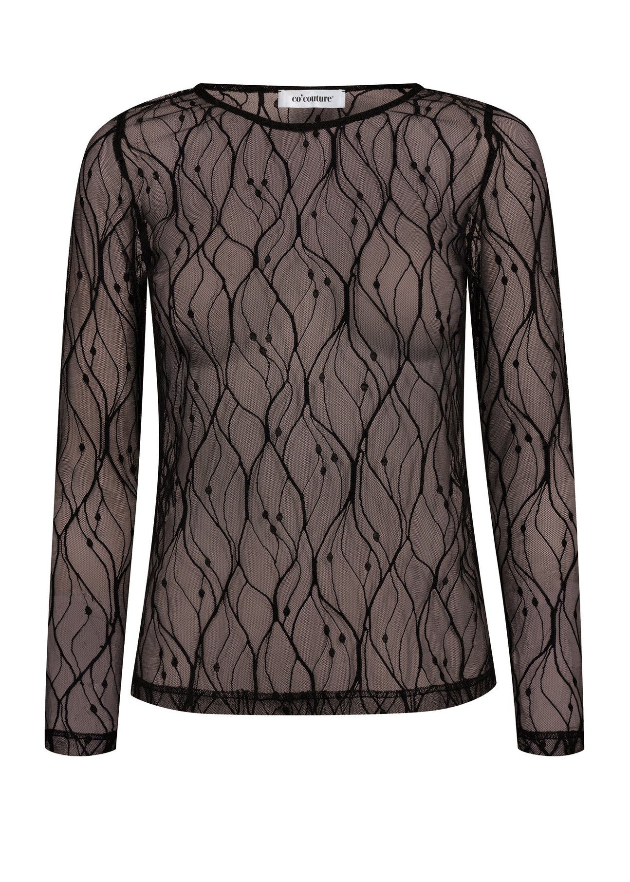 Co'Couture MercyCC Mesh O-Blouse Dark brown