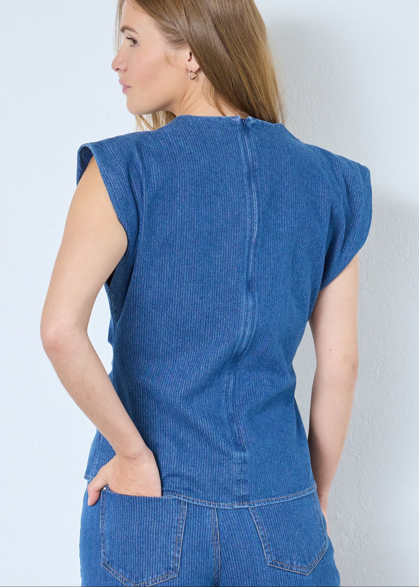 Co'Couture KimmyCC Pleat Top Dark Denim