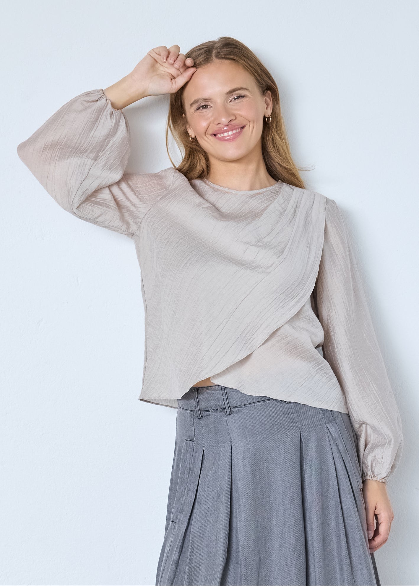 Co'Couture ConnyCC Drape Blouse Mink