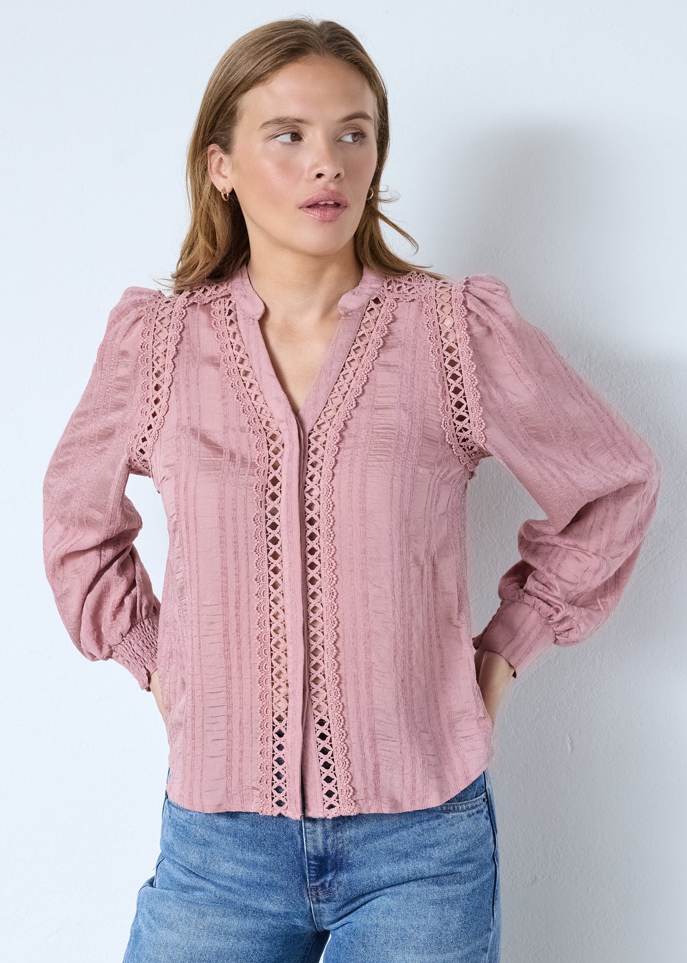 Co'Couture KesiCC Lace V-Shirt Pale Yellow