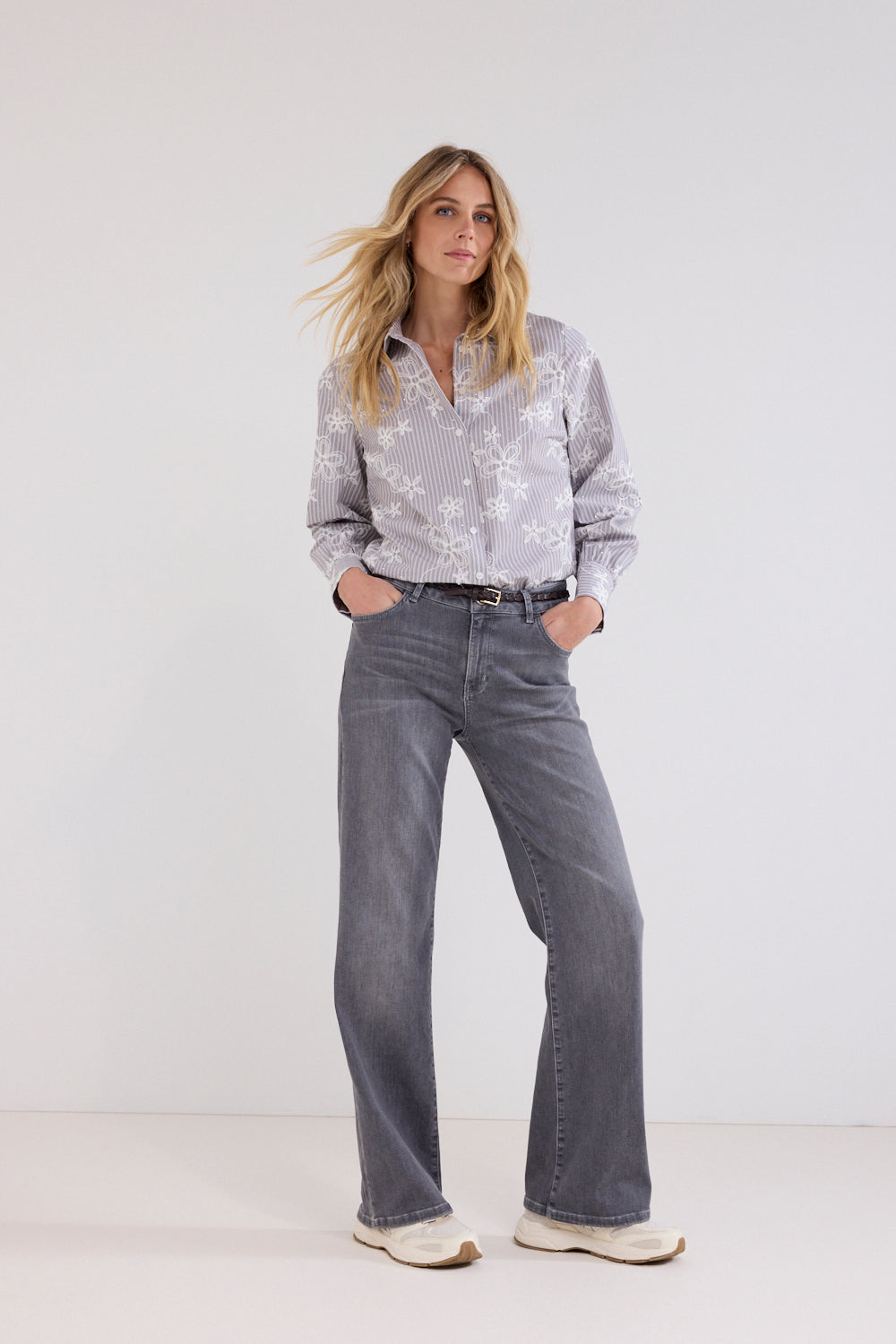 Tramontana Embroidered Blouse Rhinestones