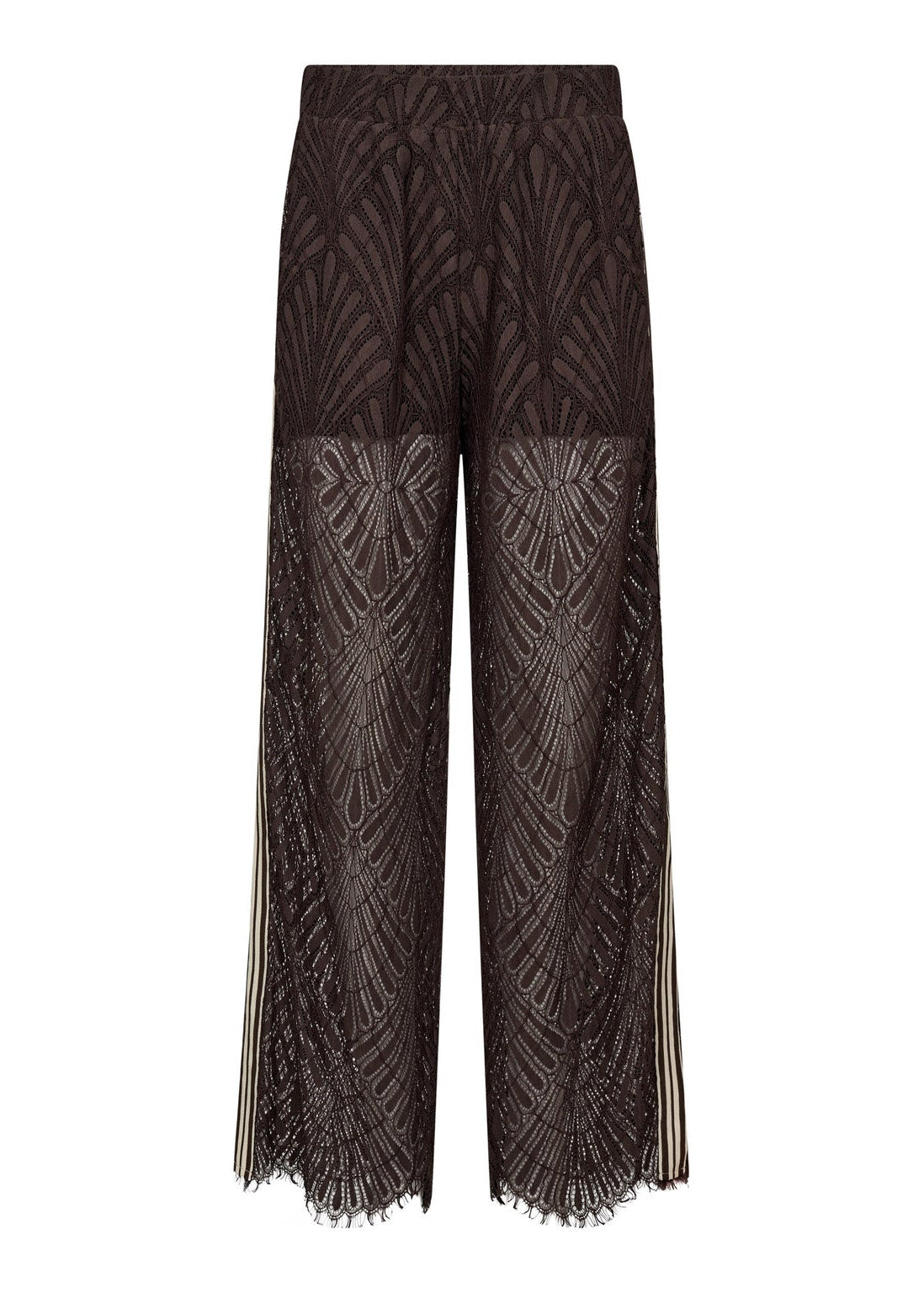 Co'couture LetiCC Lace Panel LL Pant Dark Brown broek