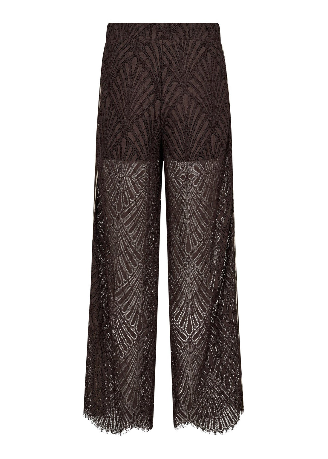 Co'couture LetiCC Lace Panel LL Pant Dark Brown broek