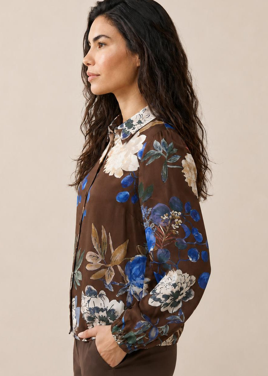 Helena Hart Blouse Farah Print Choco
