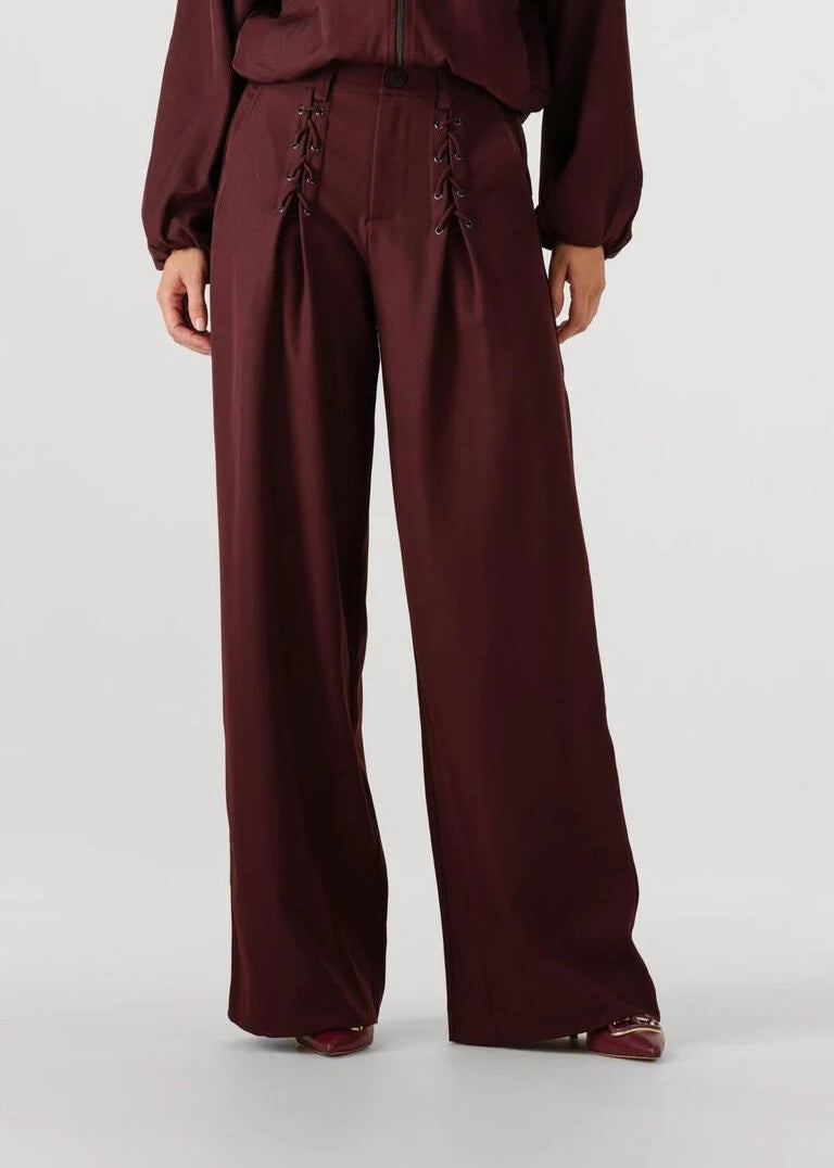 Co'Couture bordeaux pantalon luna eyelet wide long pant