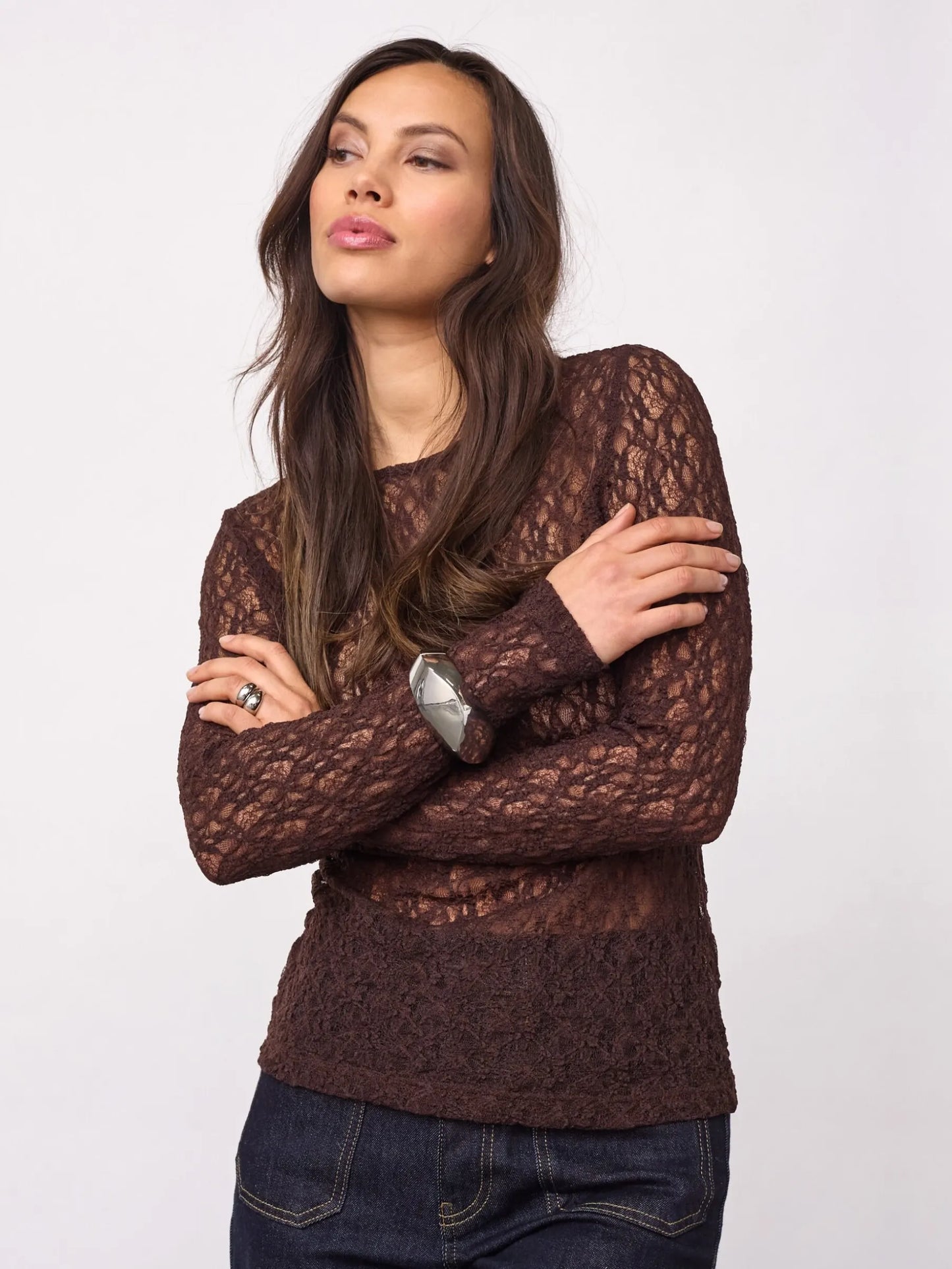 Co'Couture BarnaCC O-Neck Blouse Ofwhite en Bruin