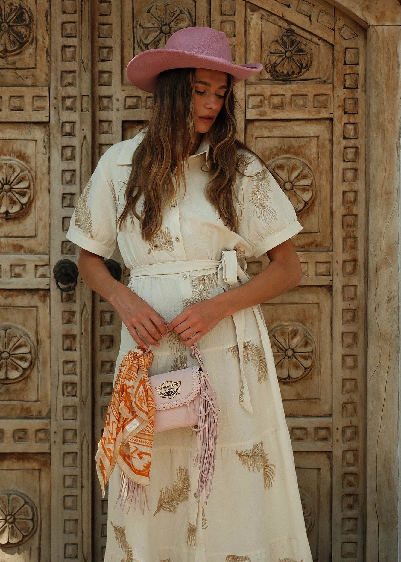 El Vaquero BORSETTA IN PELLE CON FRANGE DARIA SILVERSTONE ROSA