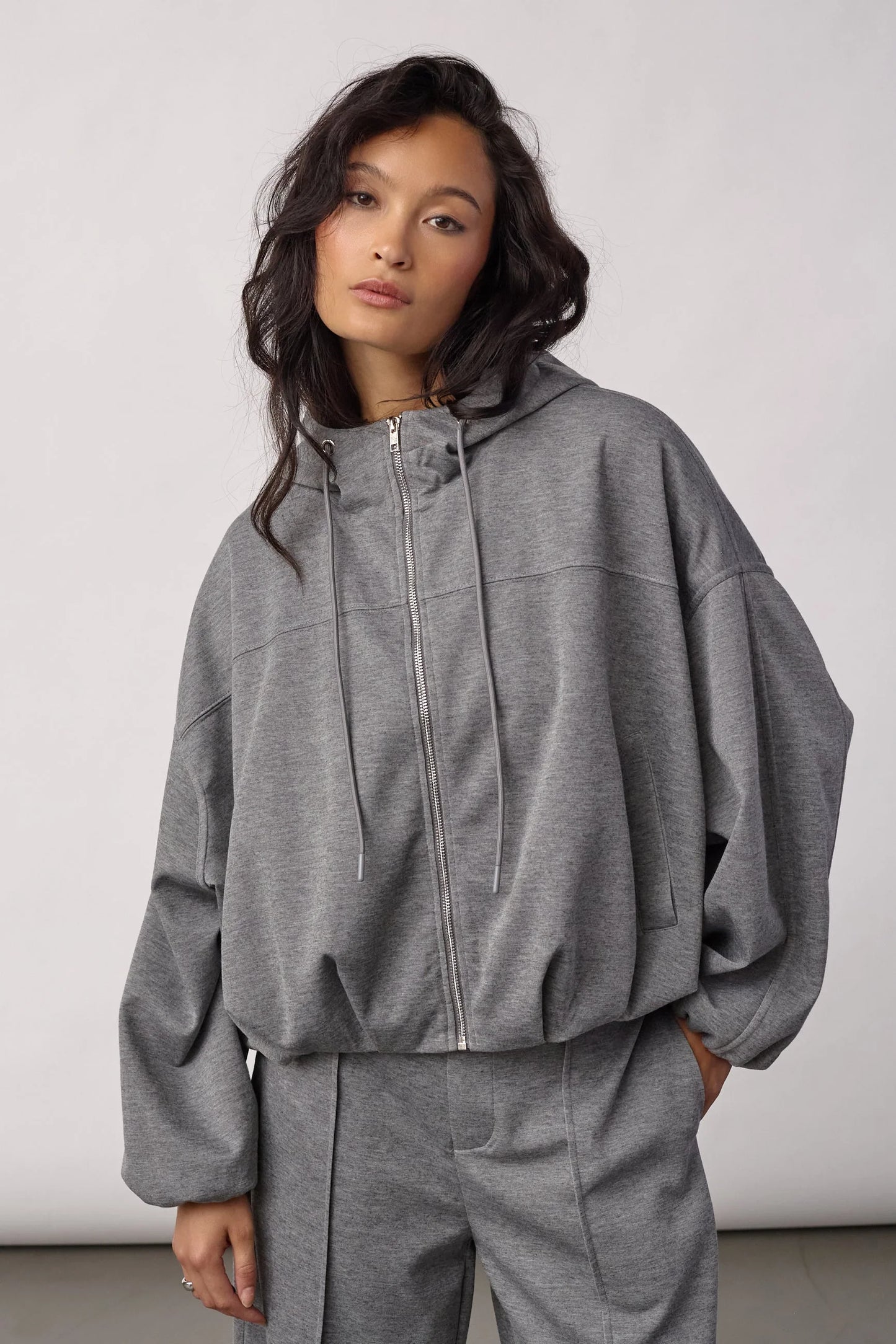 Co'Couture LanceCC Balloon Hoodie - Mid Grey Melange