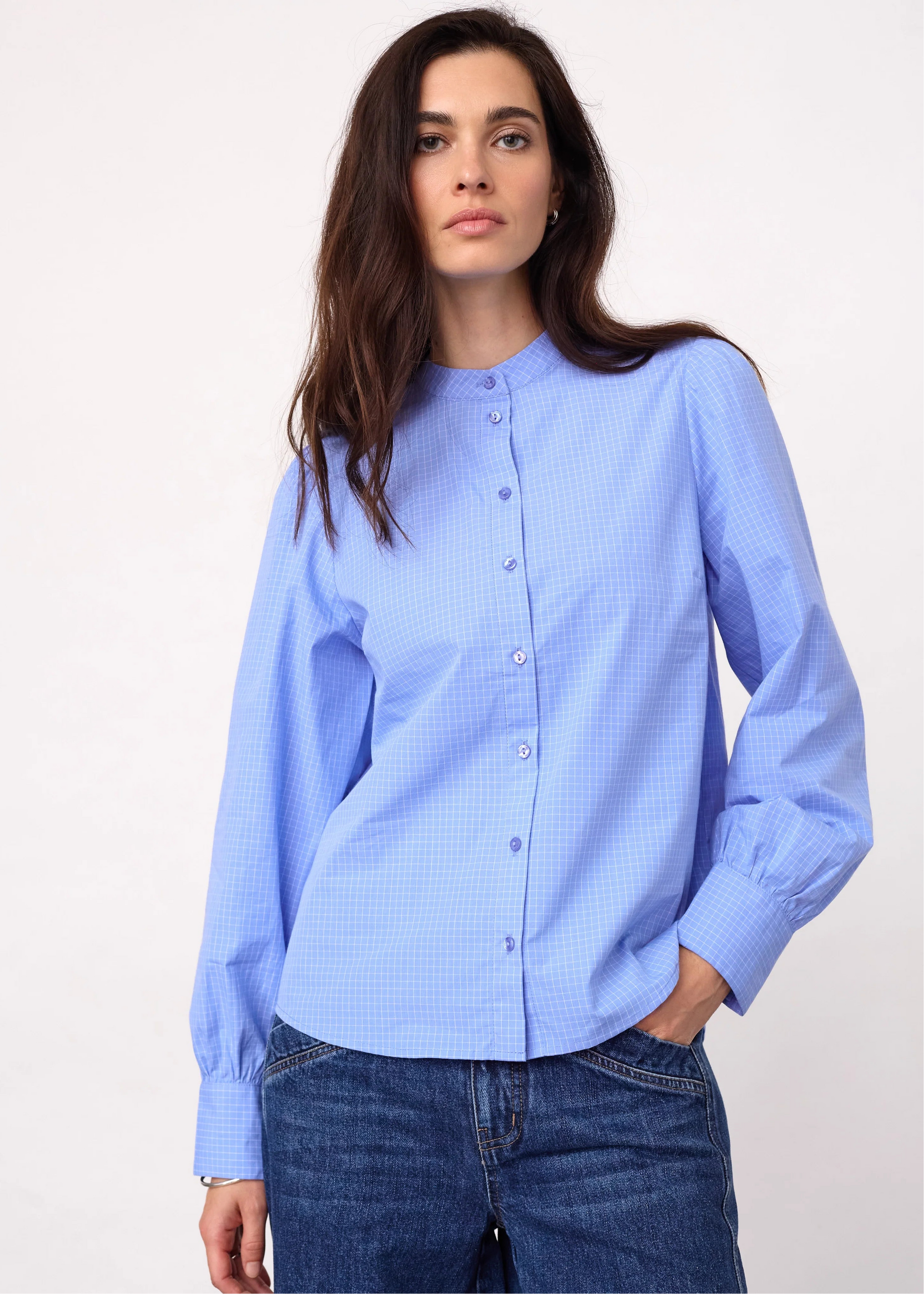 Co'Couture ElonaCC Check Shirt - Pale Blue