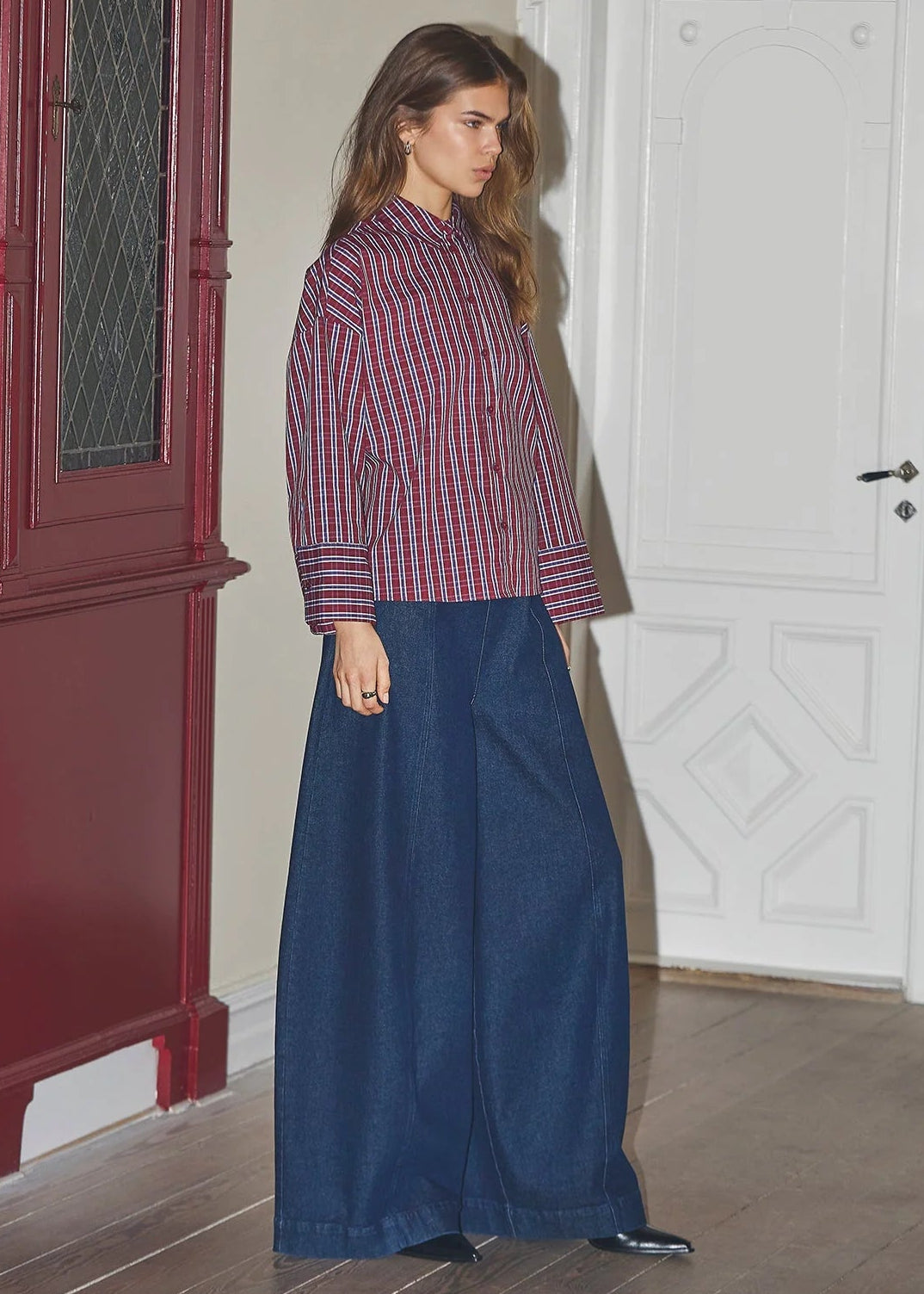Co'Couture ReneeCC Check Cuff Shirt - Berry Red