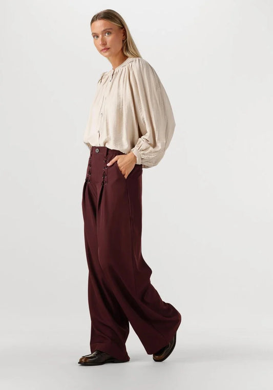 co'couture luna eyelet wide long pant winey red