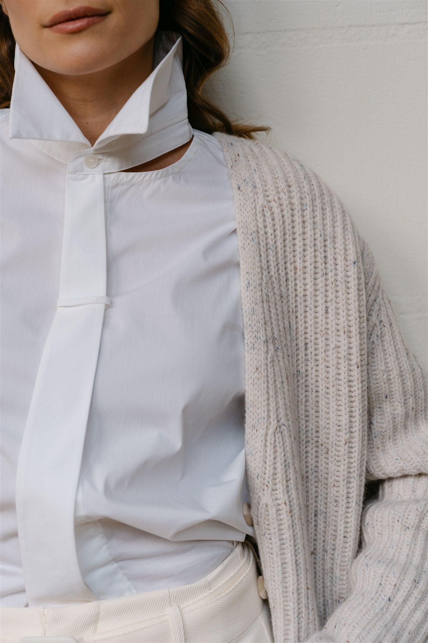 Aimee the Label blouse white en brown
