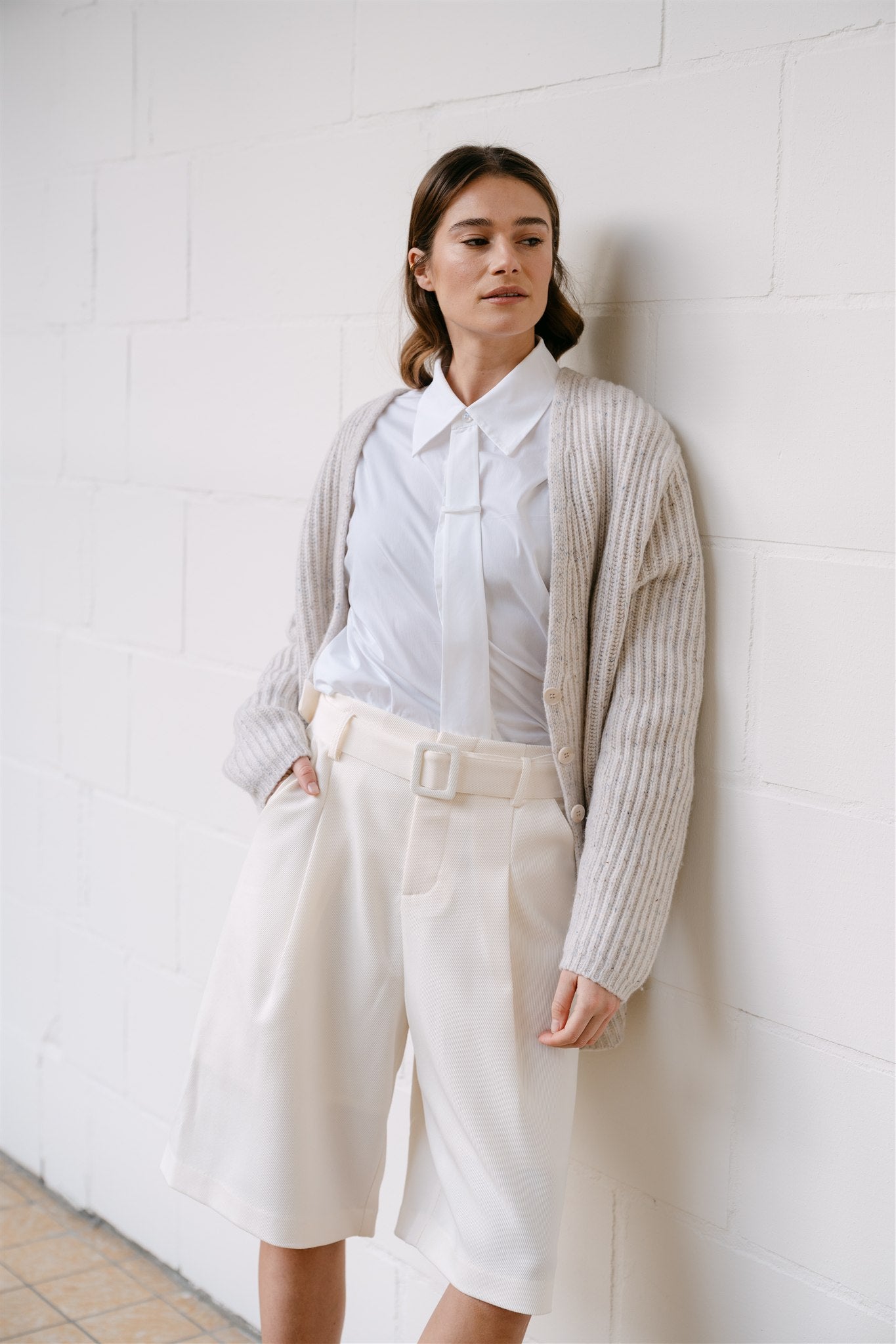 Aimee the Label blouse white en brown