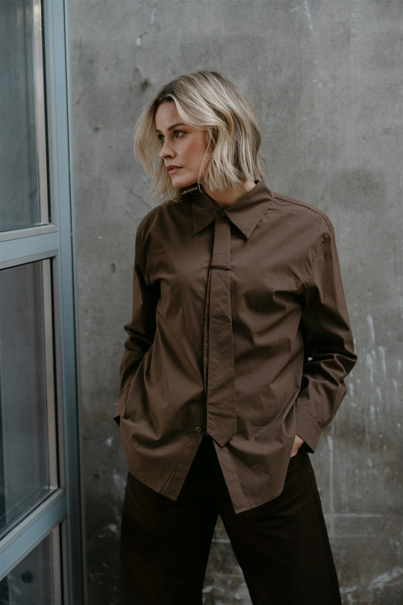Aimee the Label blouse white en brown