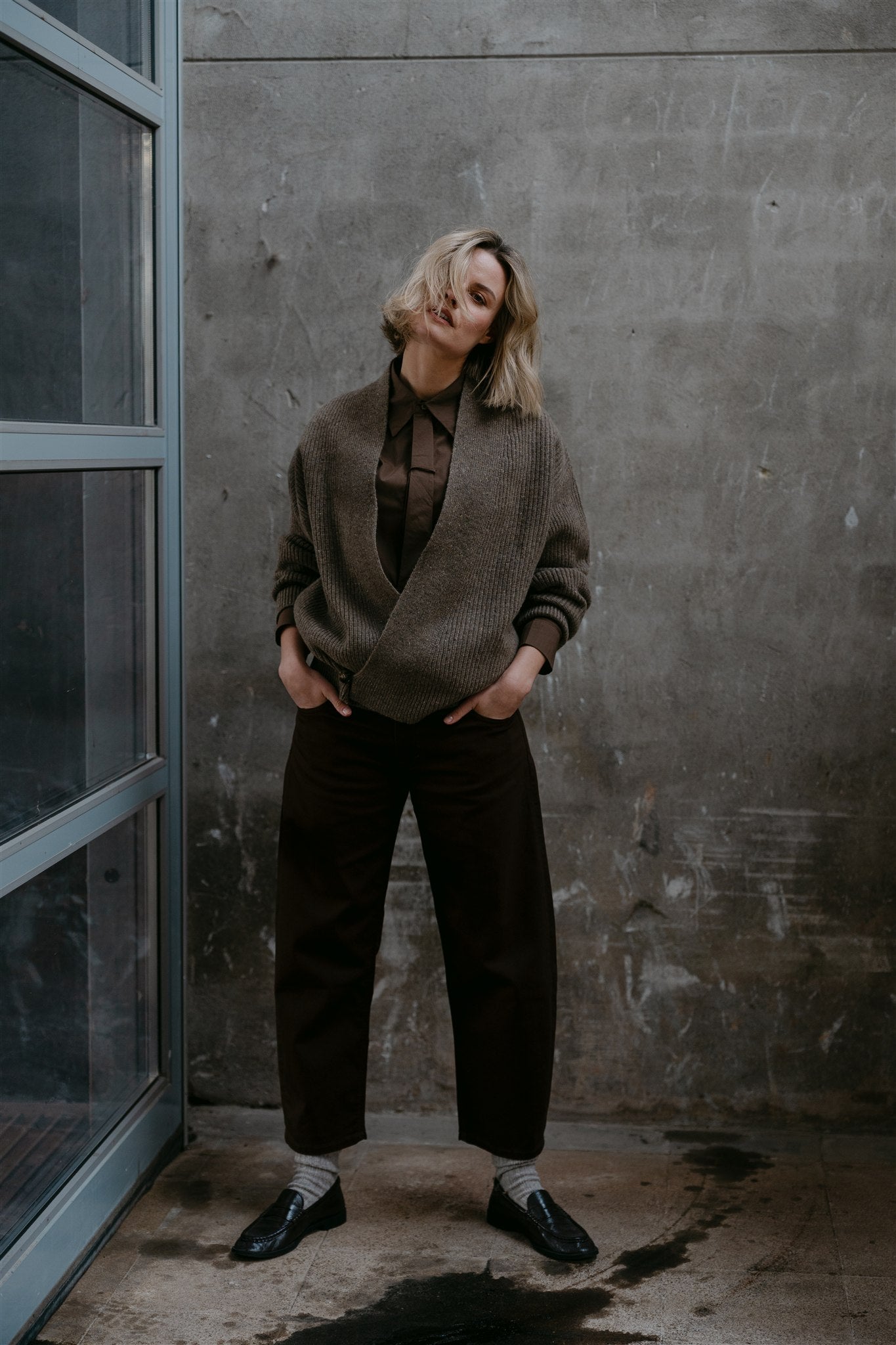 Aimee the Label blouse white en brown