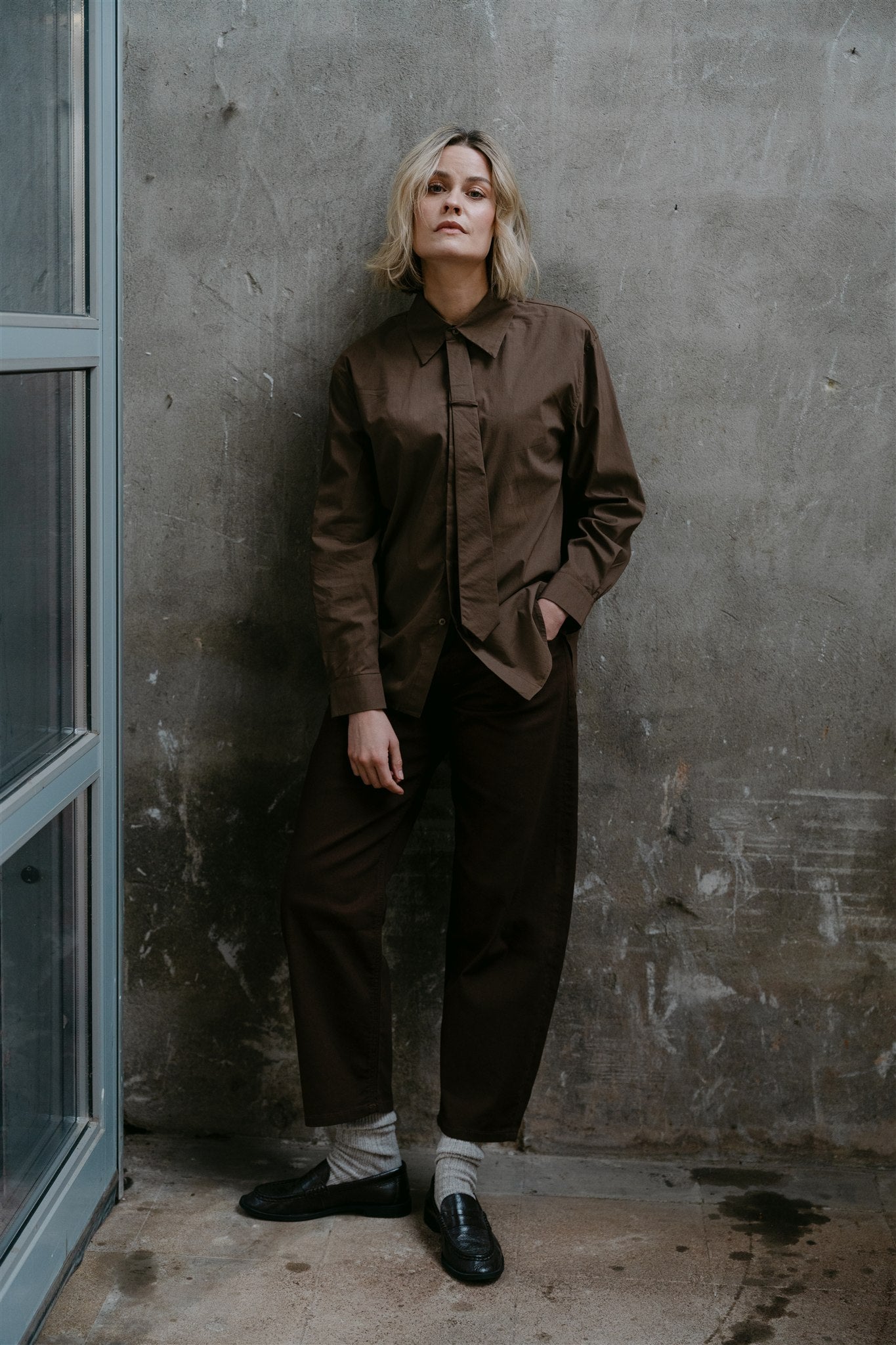 Aimee the Label blouse white en brown