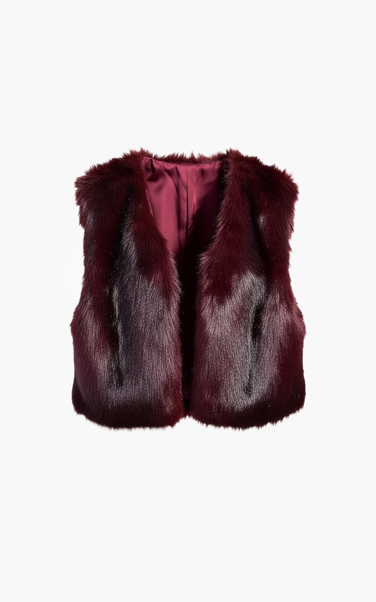 Aimee the Label IslaW6 Fake Fur waistcoat Burgundy en Brown
