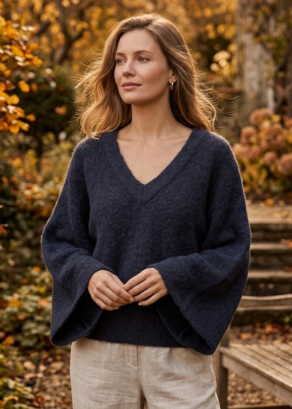 Aimee the Label ClippoW6 Knitted sweater | Marine/ Black melange