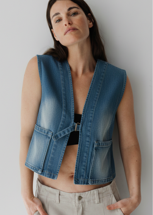 Aimee the Label RoselineS6 Waistcoat blue denim