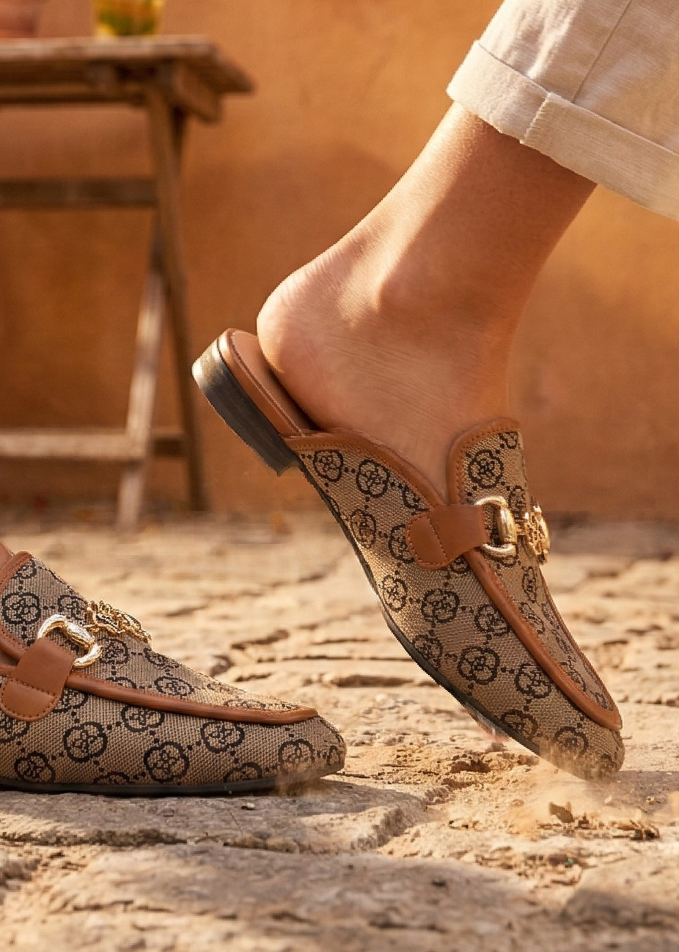 Babouche Nea | Muiltjes Beige/Cognac