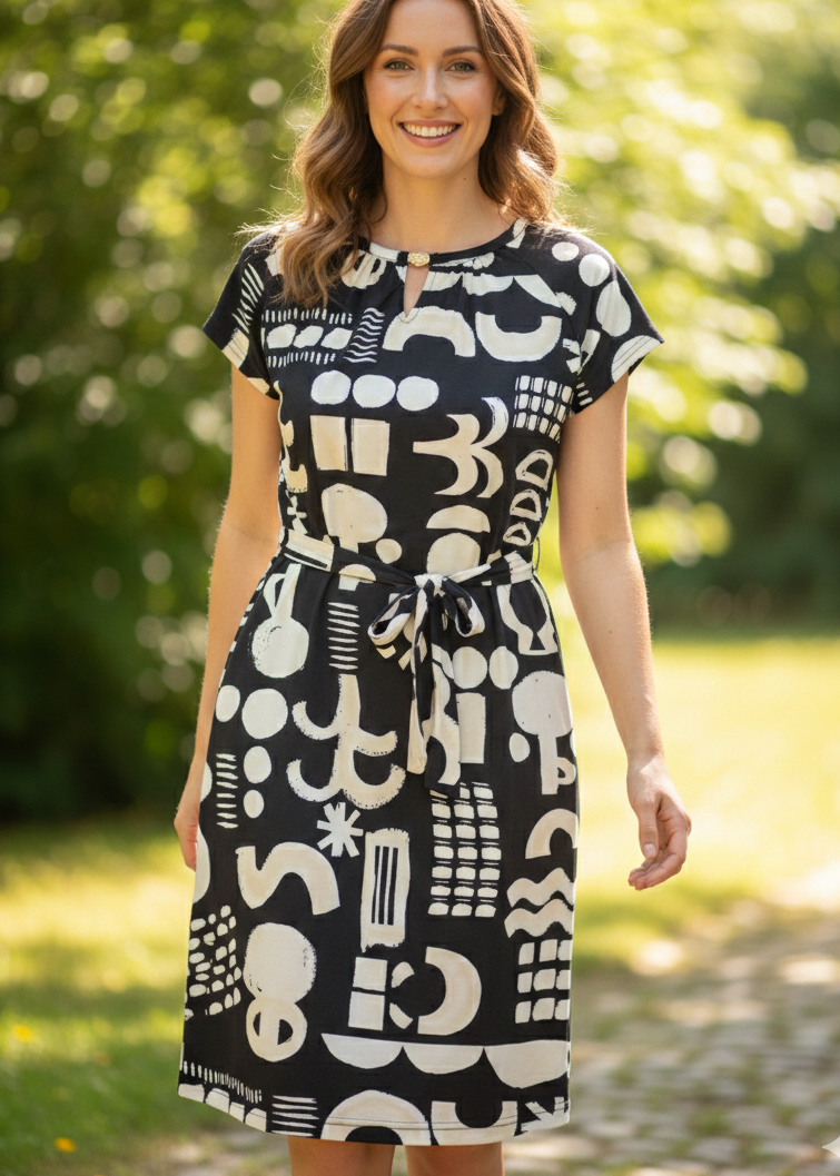 Batida blue luxe print jurk&nbsp; 2445