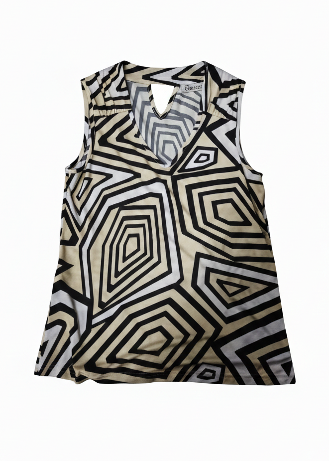 Batida cream line print top 2411