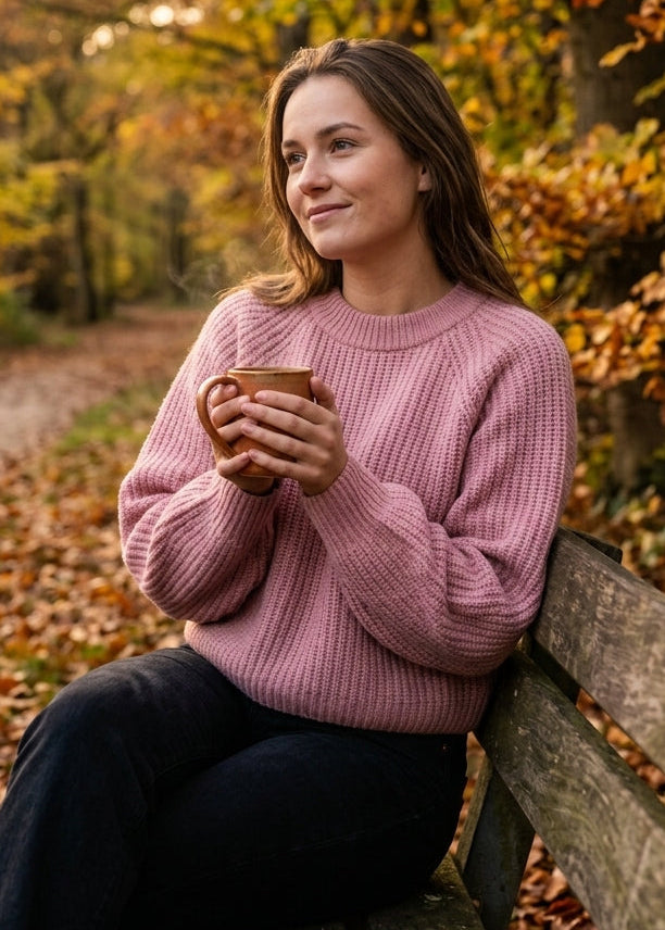 Co'Couture AlviaCC Barrel Sleeve Knit - Rosebloom