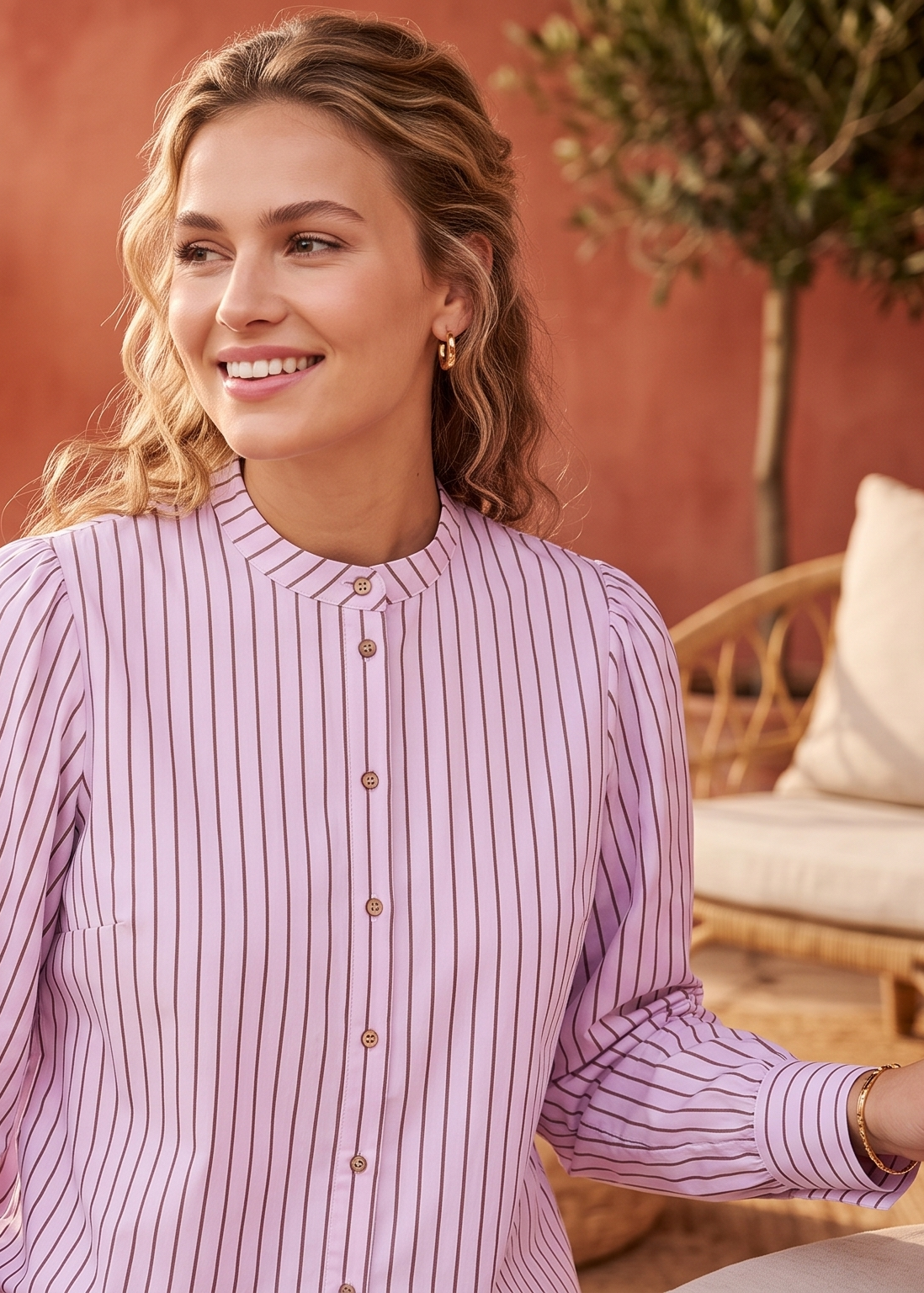 Co Couture SigridCC Stripe Shirt 35006 Rosebloom