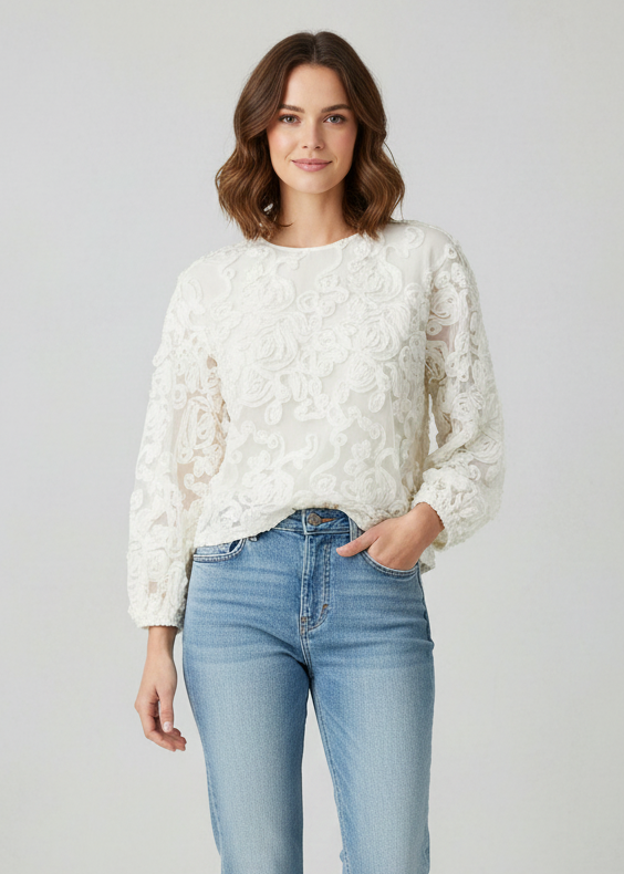 Co'Couture TessyCC Flower Blouse Offhwite