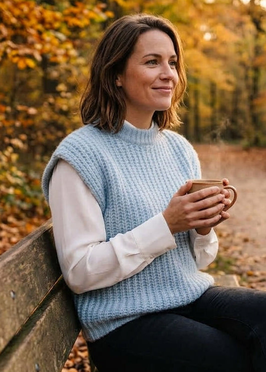 Co'couture Rainacc Knit Vest Pale Blue