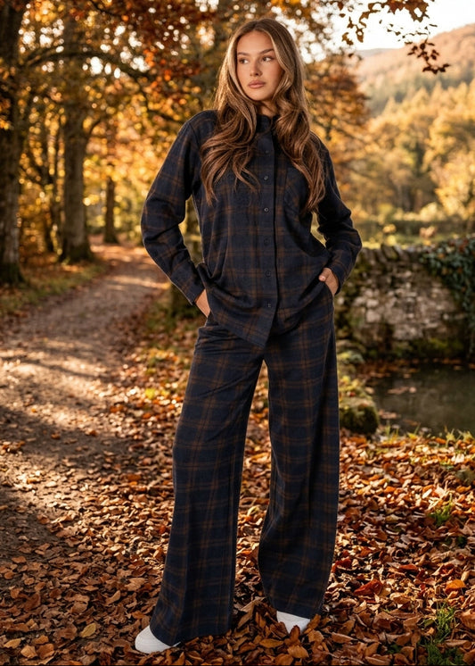 Corel Amsterdam Lior Pants Wide Leg Big Check