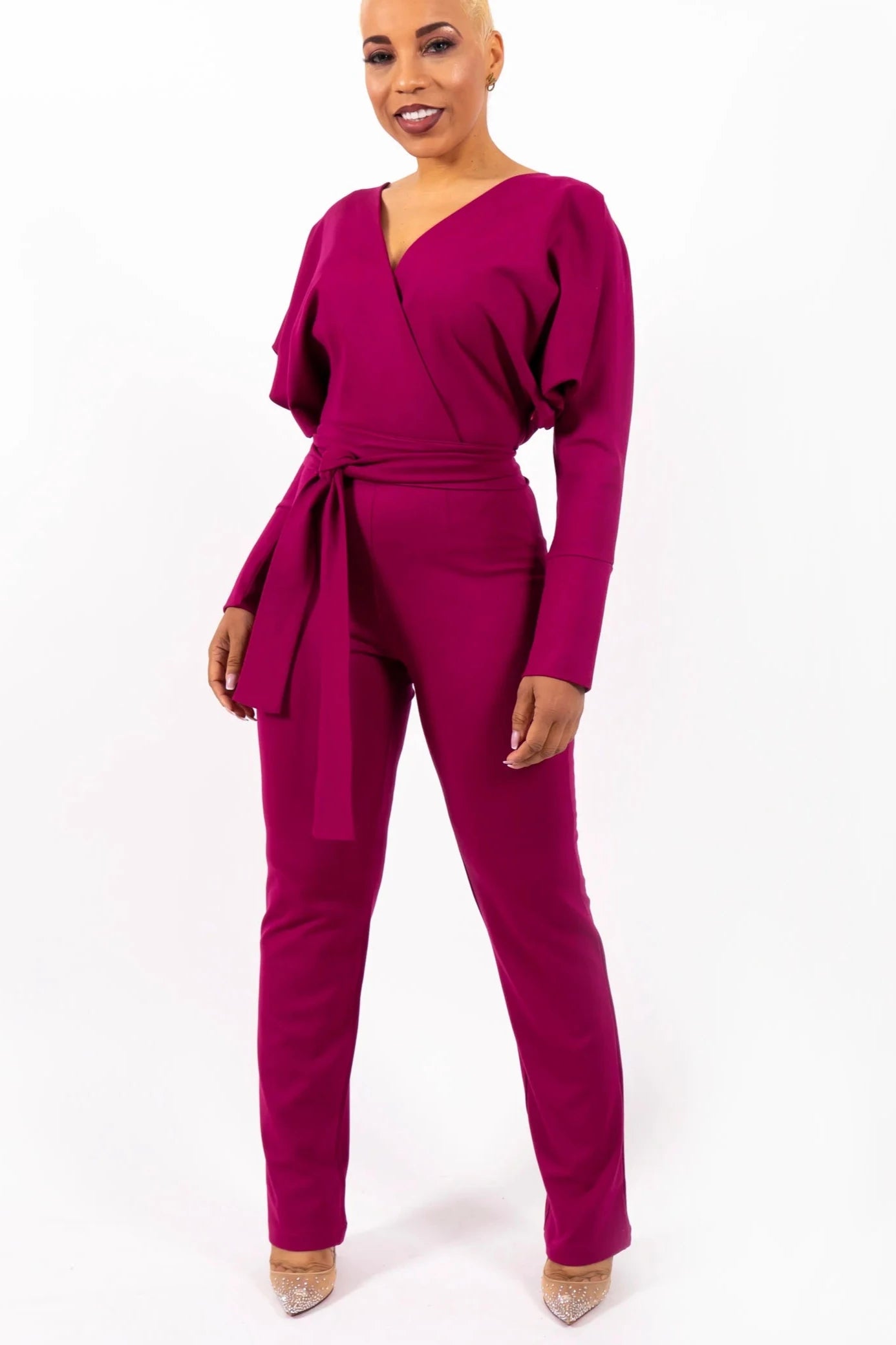 Melissa Oosterwolde jumpsuit navy en magenta