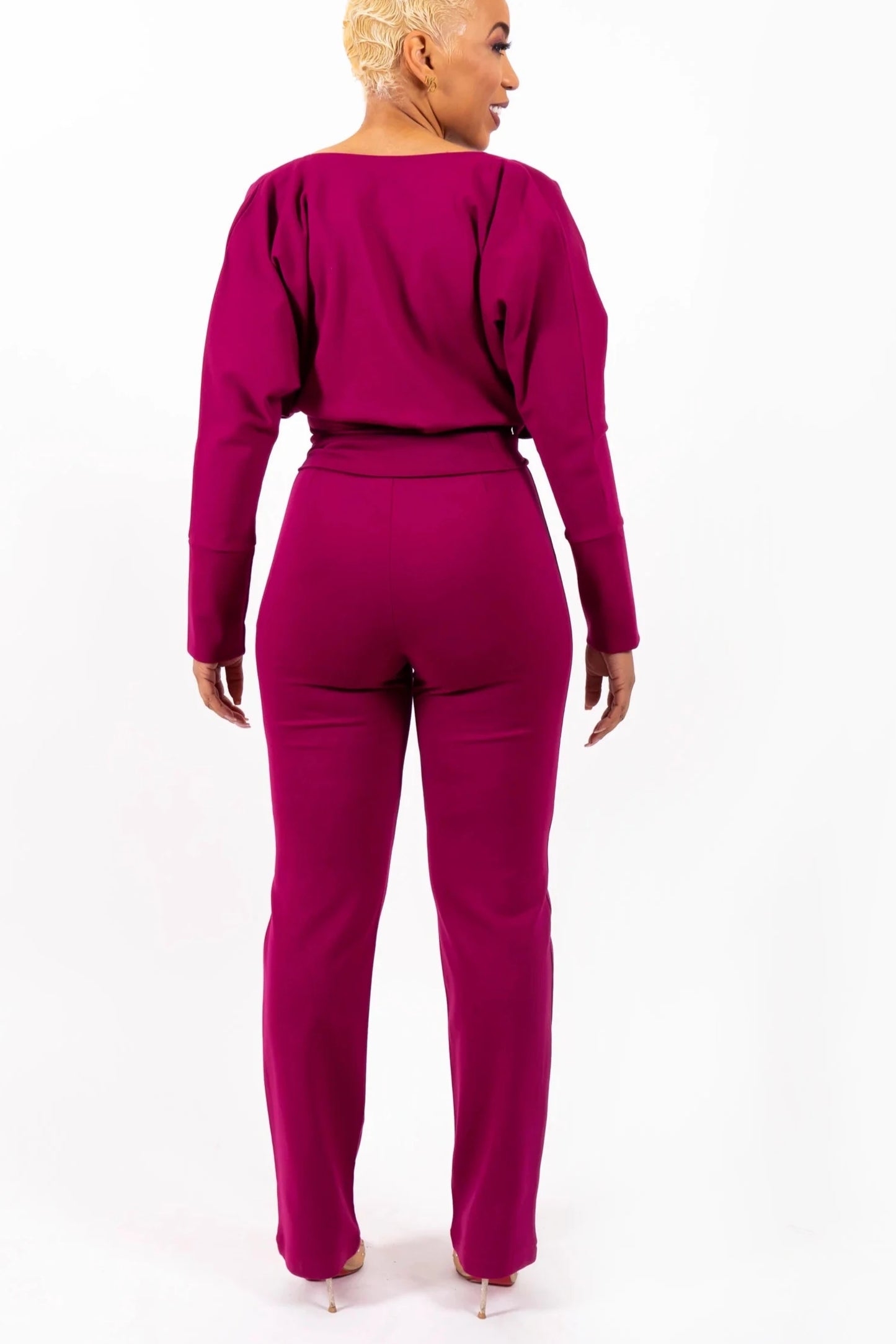 Melissa Oosterwolde jumpsuit navy en magenta