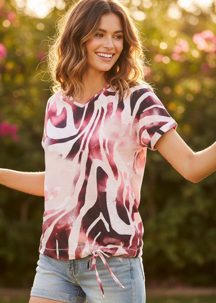 Dreamstar Z26 143 Lorrie - top FLOW PRINT Pinkmix