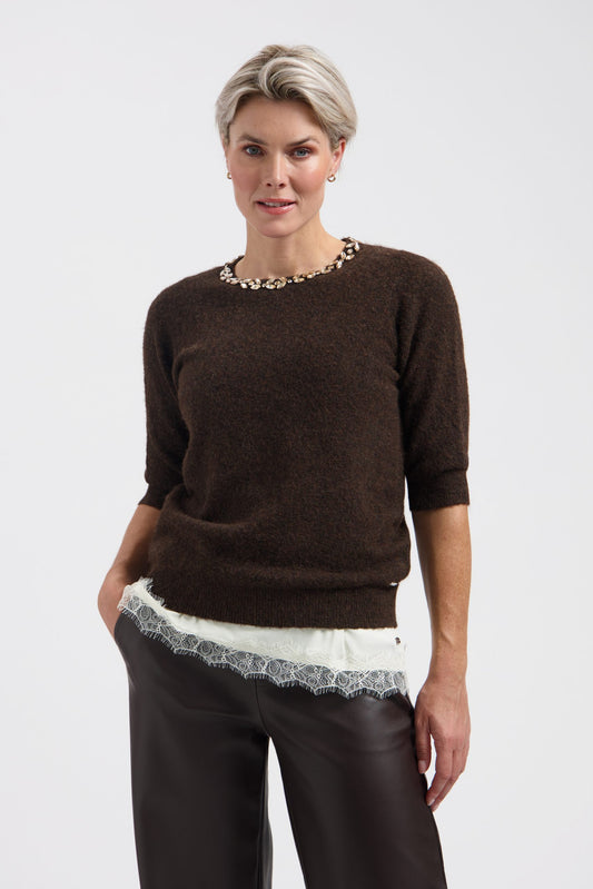 Lady Day – Aveline Sweater – Dark brown melange