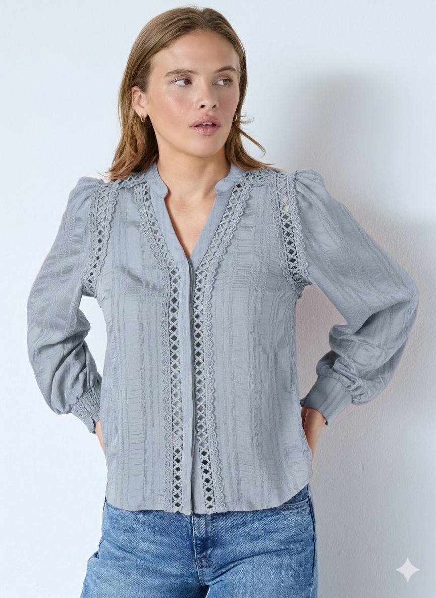 Co'Couture KesiCC Lace V-Shirt pale blue