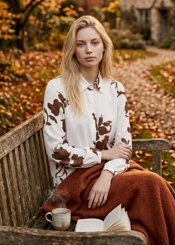 Helena Hart Blouse Farah Print Ecru