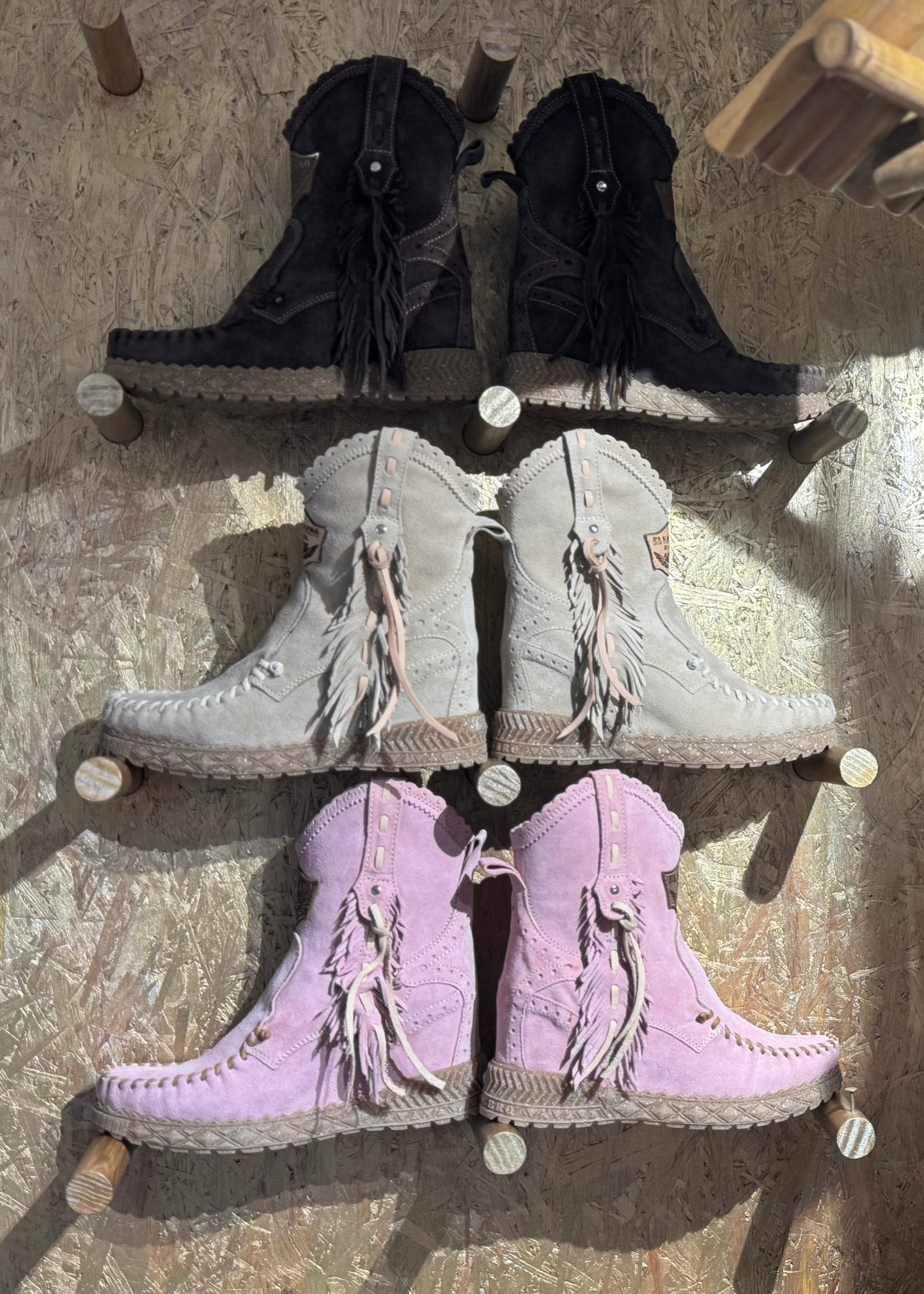 El Vaquero Stivale Indianino Con Zeppa Dinah Silverstone Rosa Wedge Mocassin Boots